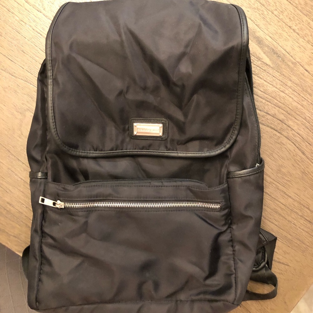 Madden Girl Backpack with Crossbody clutch - Black and Gold